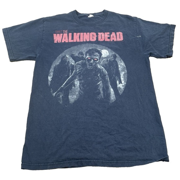 The Walking Dead Graphic T-Shirt Mens M Black Red Eye Zombie AMC Horror Distress - Picture 1 of 7